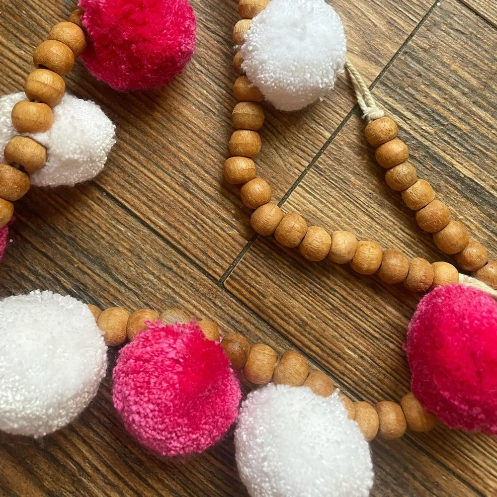 Pink & White Anthropologie Pom Pom Garland